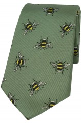 Sage Green Bumble Bee Luxury Silk Tie 