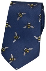 Soprano Navy Bumble Bee Luxury Silk Tie 