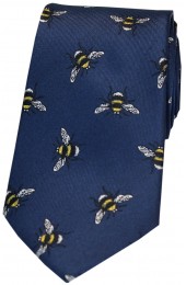 Soprano Navy Bumble Bee Luxury Silk Tie 
