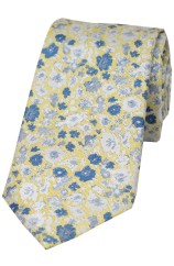 Soprano Light Yellow Floral Luxury Silk Tie 