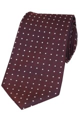 Soprano Wine With White Pin Dot Silk Tie