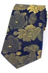 Soprano Navy Ground With Large Gold Flowers Silk Tie