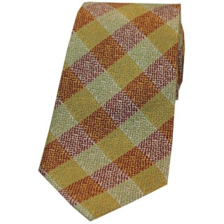 Soprano Rust Wine Green Check Silk Tie