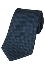 Soprano Navy Plain Box Weave Woven Silk Tie