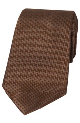 Soprano Brown Herringbone Silk Tie