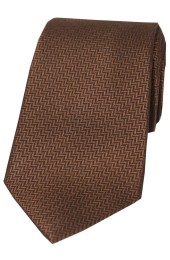 Soprano Brown Herringbone Silk Tie
