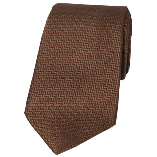 Soprano Brown Herringbone Silk Tie