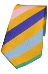 Soprano Gold and Multicoloured Large Stripes Silk Tie