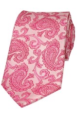 Soprano Pink And Fuchsia Paisley Silk Tie