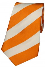 Soprano Orange and White College Striped Silk Tie