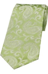 Soprano Wedding Green Paisley Woven Silk Tie