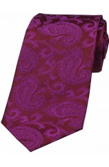 Soprano Deep Fuchsia Paisley Woven Silk Tie