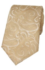 Soprano Beige Luxury Paisley Silk Tie