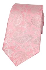 Soprano Cotton Candy Pink Paisley Silk Tie