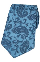 Soprano Denim Blue Paisley Silk Tie