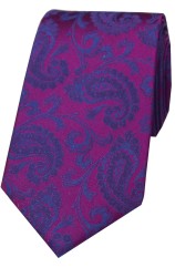 Soprano Luxury Plum And Blue Paisley Silk Tie