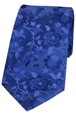 Soprano Mid Blue Floral Pattern Silk Tie