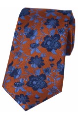 Soprano Orange Floral Luxury Silk Tie