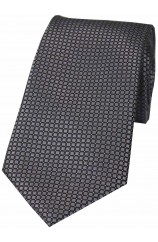 Grey Box Weave Woven Silk Tie