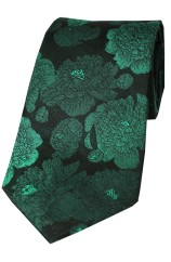 Soprano Shades Of Green Large Flowers Silk Tie