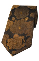 Soprano Brown And Bronze Large Flowers Silk Tie