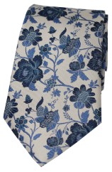 Soprano Silver Floral Luxury Silk Tie