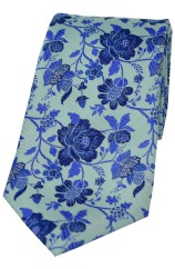 Soprano Duck Egg Blue Floral Luxury Silk Tie