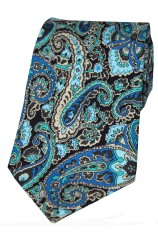 Posh And Dandy Blue And Green Paisley Silk Tie 