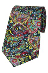 Posh And Dandy Bright Multi Coloured Paisley And Flowers Silk Tie 