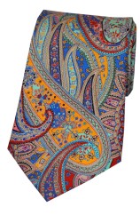 Posh And Dandy Multi Coloured Paisley Silk Tie 