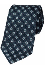 Ferrari Made In Italy Luxurious Silk Tie With Navy Ground And Small Blue Flowers