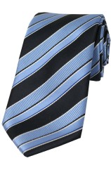 Ferrari Made In Italy Luxurious Navy And Blue Stripe Silk Tie