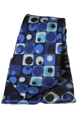 Posh And Dandy Blue Squares and Circles Silk Tie And Pocket Square