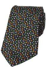 Posh And Dandy Black Ground Multi Pin Dots Silk Tie