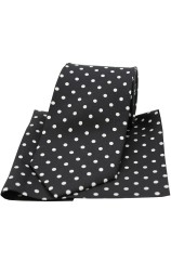 Soprano Black and White Polka Dot Matching Silk Tie and Pocket Square