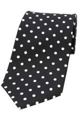 Soprano Black with White Polka Dots Mens Printed Silk Tie