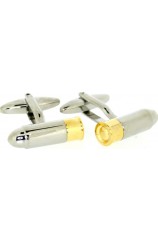 Soprano Bullets Silver Colour Cufflinks With Gold Trim