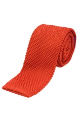 Soprano Burnt Orange Plain Thin Knitted Polyester Tie