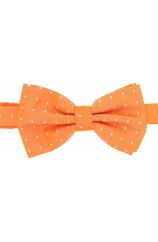 Soprano Cream Pin Dot Fashionable Woven Silk Bow Tie On Orange Ground