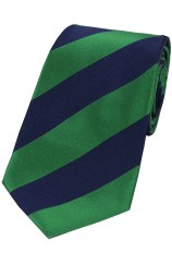 Soprano Emerald Green and Navy College Striped Silk Tie