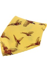 Soprano Gold Flying Pheasants Silk Pocket Square