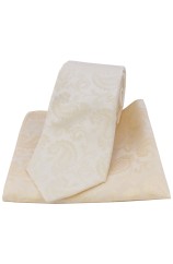 Soprano Ivory Paisley Silk Tie and Pocket Square
