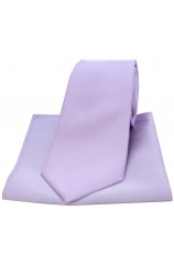 Soprano Light Lilac Satin Silk Tie and Pocket Square