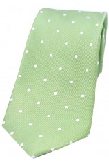 Soprano Lime Green and White Polka Dot Silk Tie
