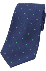 Soprano Navy and Emerald Green Polka Dot Silk Tie