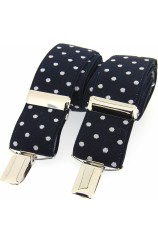 Soprano Navy and White Polka Dot 35mm X Style Braces