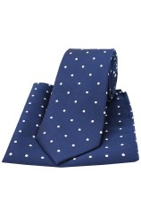 Soprano Navy and White Polka Dot Silk Tie and Pocket Square