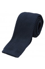 Soprano Navy Plain Thin Knitted Polyester Tie