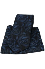 Soprano Navy Rose Wedding Silk Tie and Pocket Square