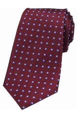 Soprano Neat Box Pattern on Wine Ground Silk Tie